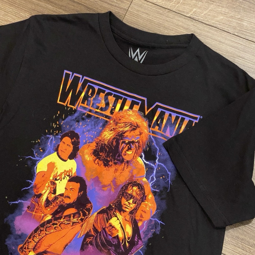 WWE Wrestlemania Mens Shirt Ultimate Warrior Bret‎ Hart Rowdy Piper Jake Medium